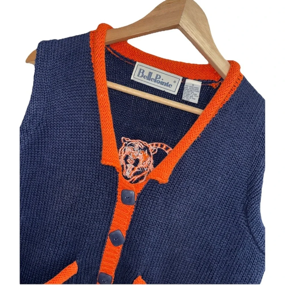 VTG Bellepointe Women's S Auburn Tigers Knit Sweater Vest Navy Blue Orange 90s‎